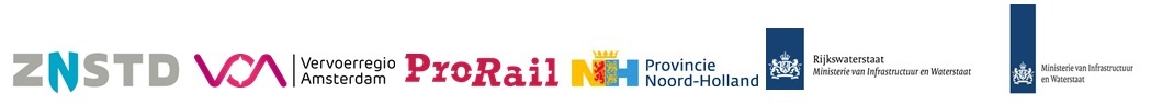 Afbeelding met logo's van gemeente Zaanstad, Vervoerregio, ProRail, Provincie Noord-Holland en het Rijk